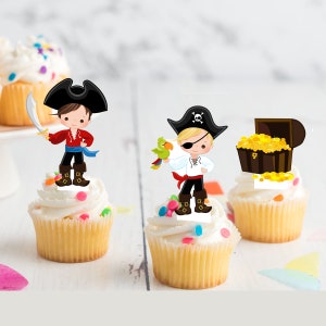 Adornos para cupcakes en oblea comestibles precortados con forma de piratas