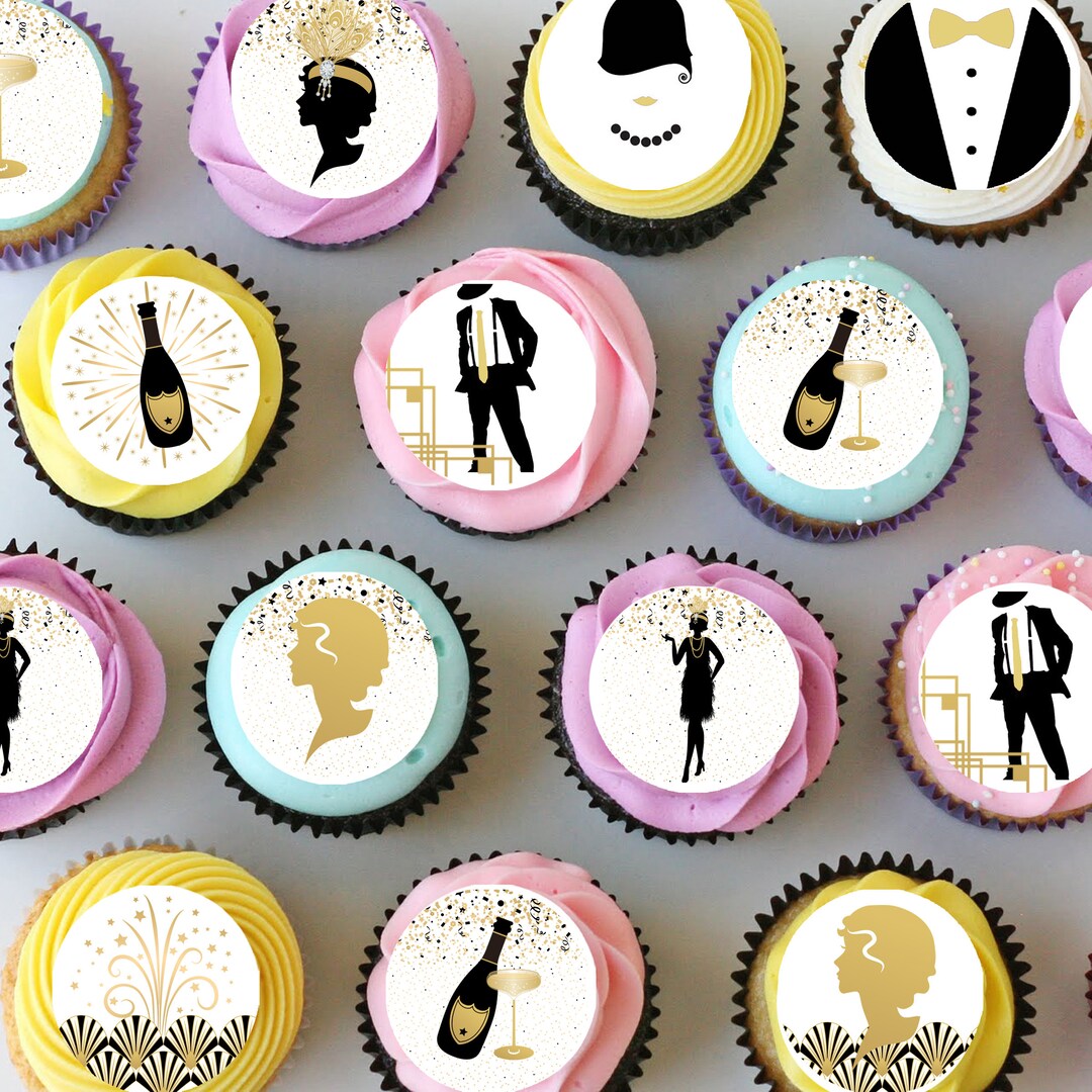 Great Gatsby Pre-cut Mini Edible Cupcake or Cookie Toppers - Etsy