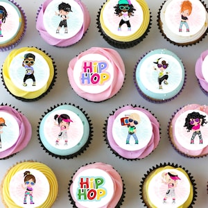 Hip Hop Dance Pre-cut Mini Edible Icing Cupcake or Cookie Toppers