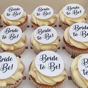 Bride To Be Bridal Wedding Pre-cut Edible Icing Image Cupcake or Cookie Toppers