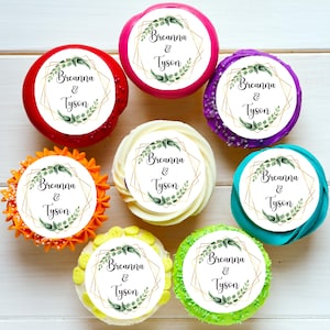 Wedding Bridal Eucalyptus Leaves Pre-cut Edible Icing Image Cupcake or Cookie Toppers