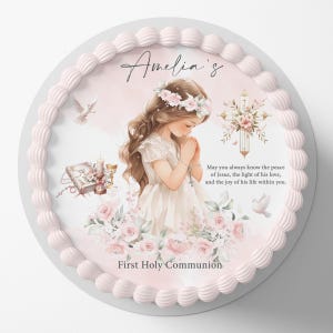 First Holy Communion Religious Pre-cut Round Edible Cake Topper