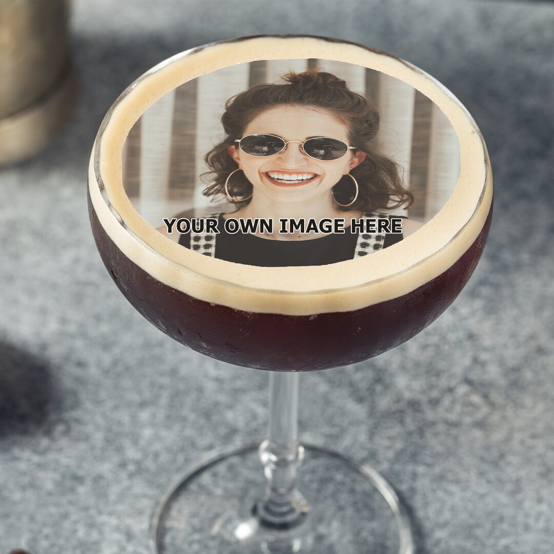 Custom Photo, Image or Logo Personalised Edible Cocktail Drink Toppers ...