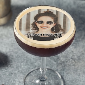 Custom Photo, Image or Logo Personalised Edible Cocktail Drink Toppers