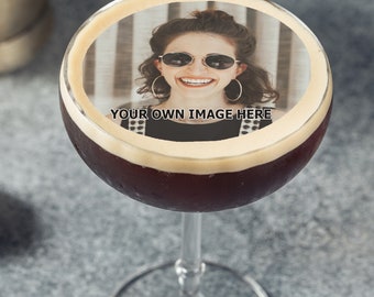 Custom Photo, Image or Logo Personalised Edible Cocktail Drink Toppers