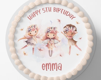 Fairy Fairies Birthday Pre-cut Round Edible Cake Topper