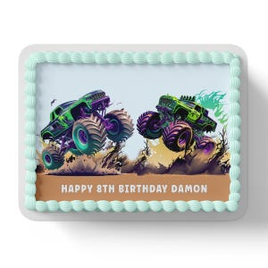 Trucks Monster Personalised Edible Icing Image Cake Topper