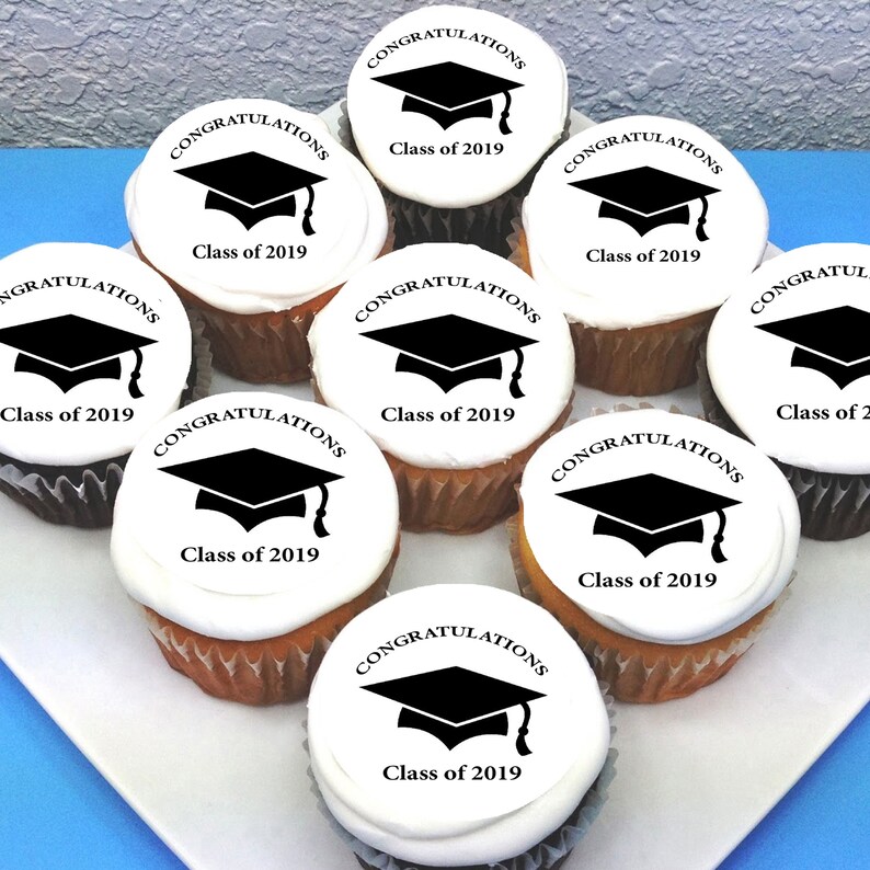 School Graduation Edible Icing Image Cupcake Toppers PRECUT Etsy