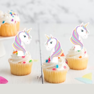 Einhorn Einhörner vorgeschnittene essbare Stand-Up-Oblate Karte Cupcake Toppers
