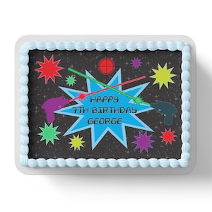 Laser Tag Personalised Edible Icing Fondant Cake Topper