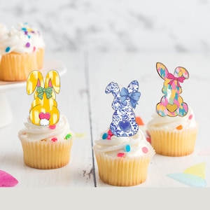 Happy Easter Bunny vorgeschnittene essbare Stand-Up-Oblate-Karte Cupcake Toppers