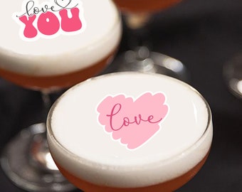Valentines Love Custom Cutout Edible Cocktail Drink Toppers