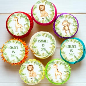 Jungle Animal Safari Pre-cut Edible Icing Image Cupcake or Cookie Toppers
