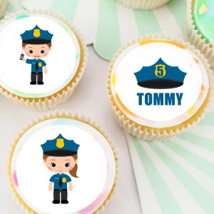 Police Policeman Policewoman Edible Icing Image Cupcake Toppers - PRE-CUT Sheet of 15