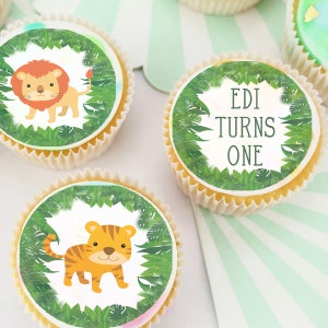 Jungle Safari Animals Pre-cut Edible Icing Image Cupcake or Cookie Toppers