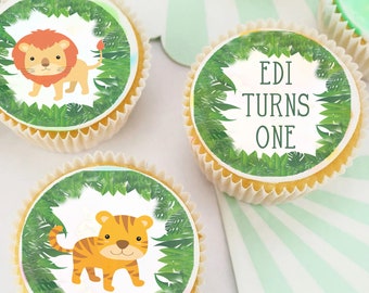 Jungle Safari Animals Pre-cut Edible Icing Image Cupcake or Cookie Toppers