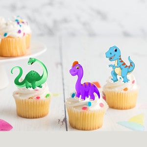 Adornos para cupcakes en oblea comestibles precortados con forma de dinosaurio