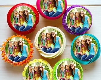 Custom Photo Logo Pre-cut Edible Cupcake or Cookie Toppers