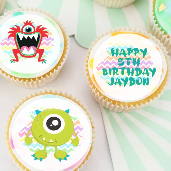 Monsters Pre-cut Edible Icing Image Cupcake or Cookie Toppers