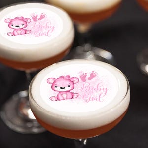 It&#39;s A Girl Baby Shower Edible Cocktail Drink Toppers