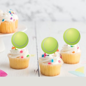 Tennis Sport Vorgeschnittene essbare Stand-Up-Oblate Karte Cupcake Toppers