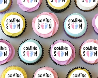 Coming Bald Baby Boy Girl Shower Vorgeschnittene Mini essbare Cupcake oder Cookie Toppers