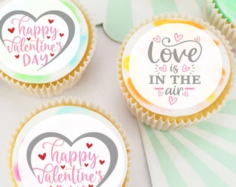 Valentines Day Love Pre-cut Edible Icing Image Cupcake or Cookie Toppers