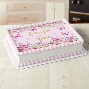Butterfly Floral Personalised Edible Icing Image Cake Topper
