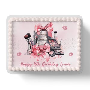 Pamper Party Makeup Cosmetic Edible Icing Fondant Cake Topper