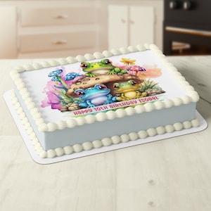 Frog Frogs Cute Personalised Edible Icing Fondant Cake Topper