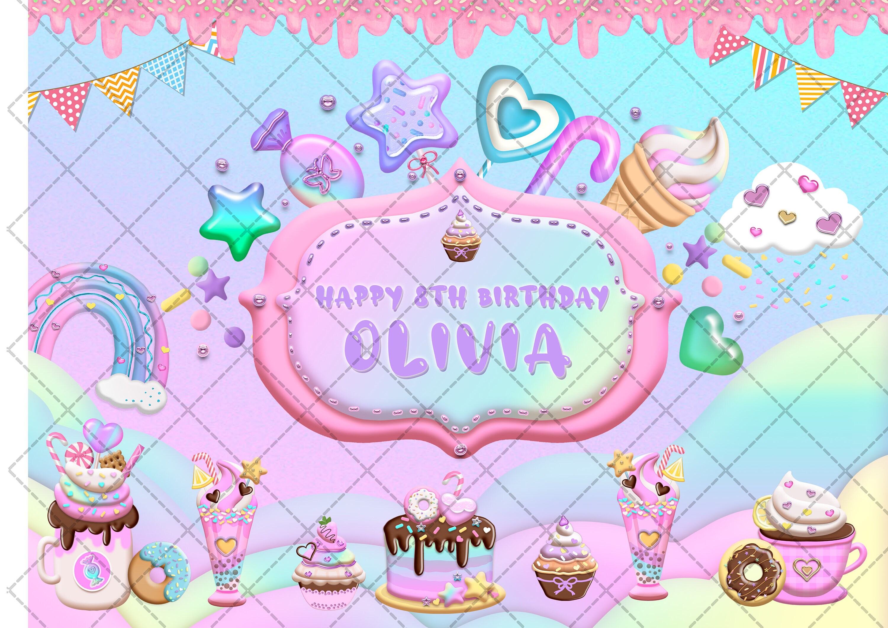 Candyland Sweet Shoppe Edible Cake Topper
