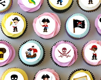 Pirate Pre-cut Mini Edible Icing Cupcake or Cookie Toppers