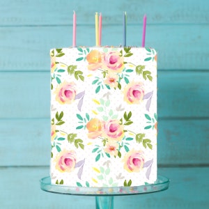 Floral Flower Edible Icing Image Cake Wrap Topper