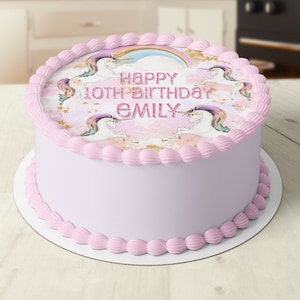 Rainbow Unicorn Horse Pre-cut Round Edible Cake Topper