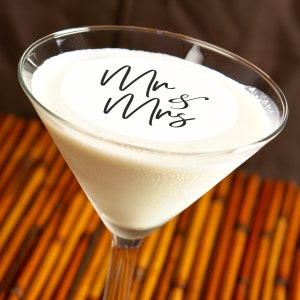 Wedding Engagement Bridal Shower Mr & Mrs Edible Cocktail Drink Toppers
