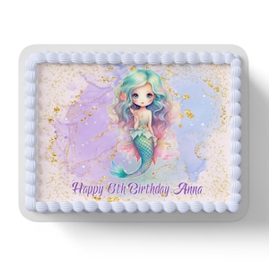 Mermaid Under The Sea Edible Icing Fondant Cake Topper