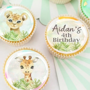 Jungle Safari Animals Pre-cut Edible Cupcake or Cookie Toppers