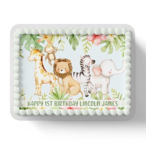 Jungle Animal Safari Personalised Edible Icing Fondant Cake Topper