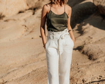 Linen pants, belt linen pants, white pants, tailored Linen pants, white linen pants, tailored pants, white pants, woman pants, elegant pants