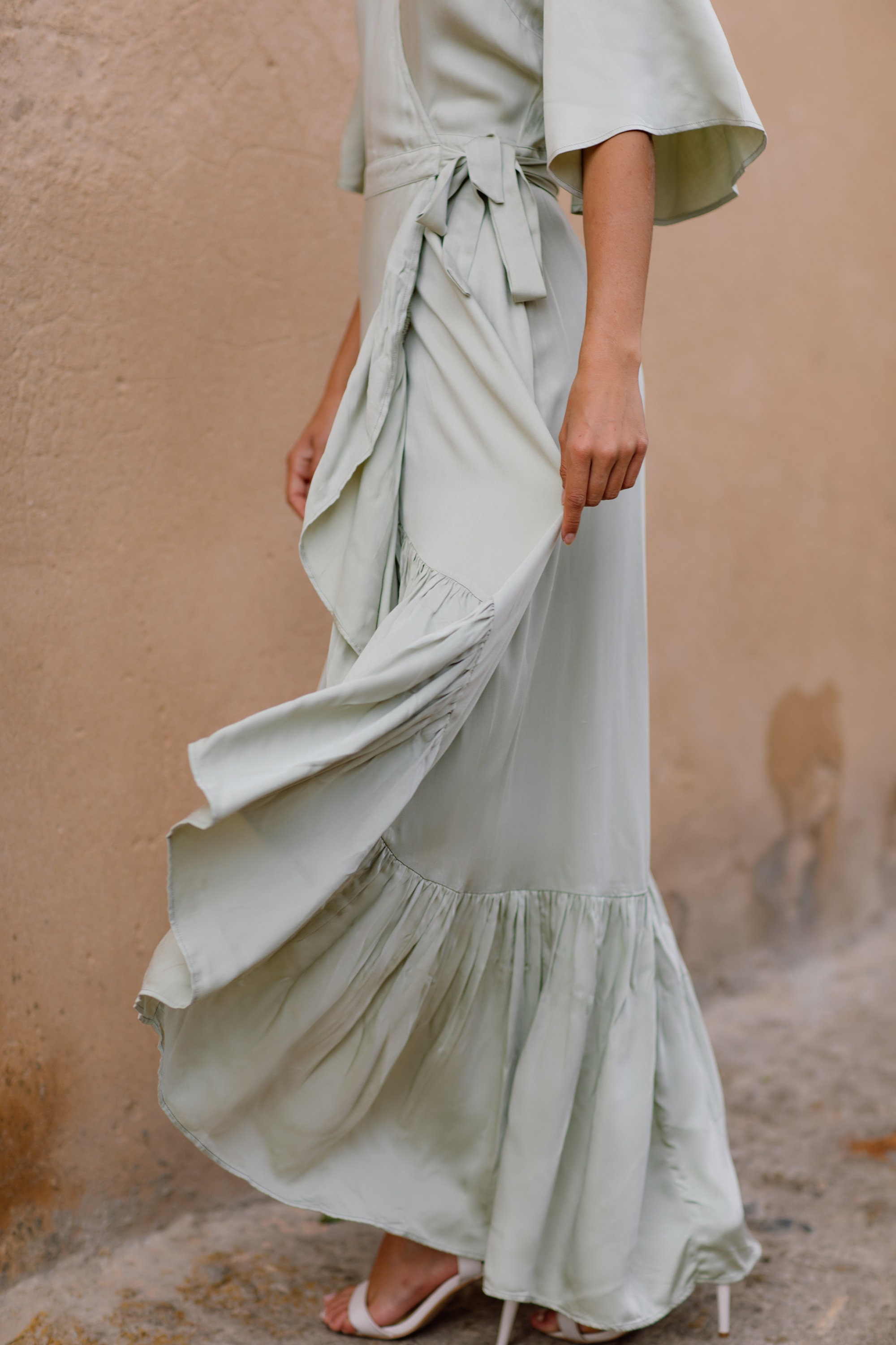 Alma dress Seafoam, Bridesmaid dress, Blue, Wrap dress, Boho bride, Wedding dress, Boho chic, Cocktail dress, Summer, event dress