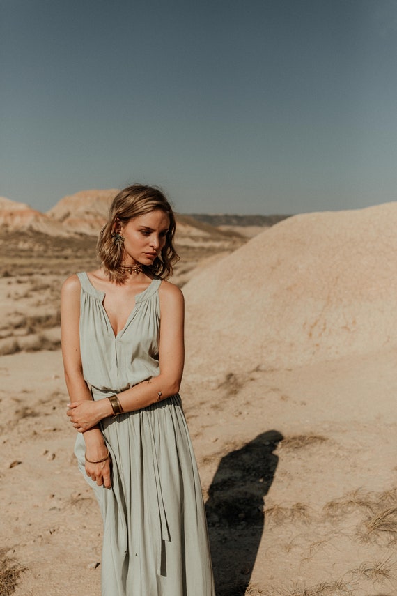 Kaia Dress in Sea Foam, Bamboo Fabric, Natural Fabric, Maxi Dress, Prom Dress, Bridesmaid, Boho, Cocktail Dresses, Backless Dress