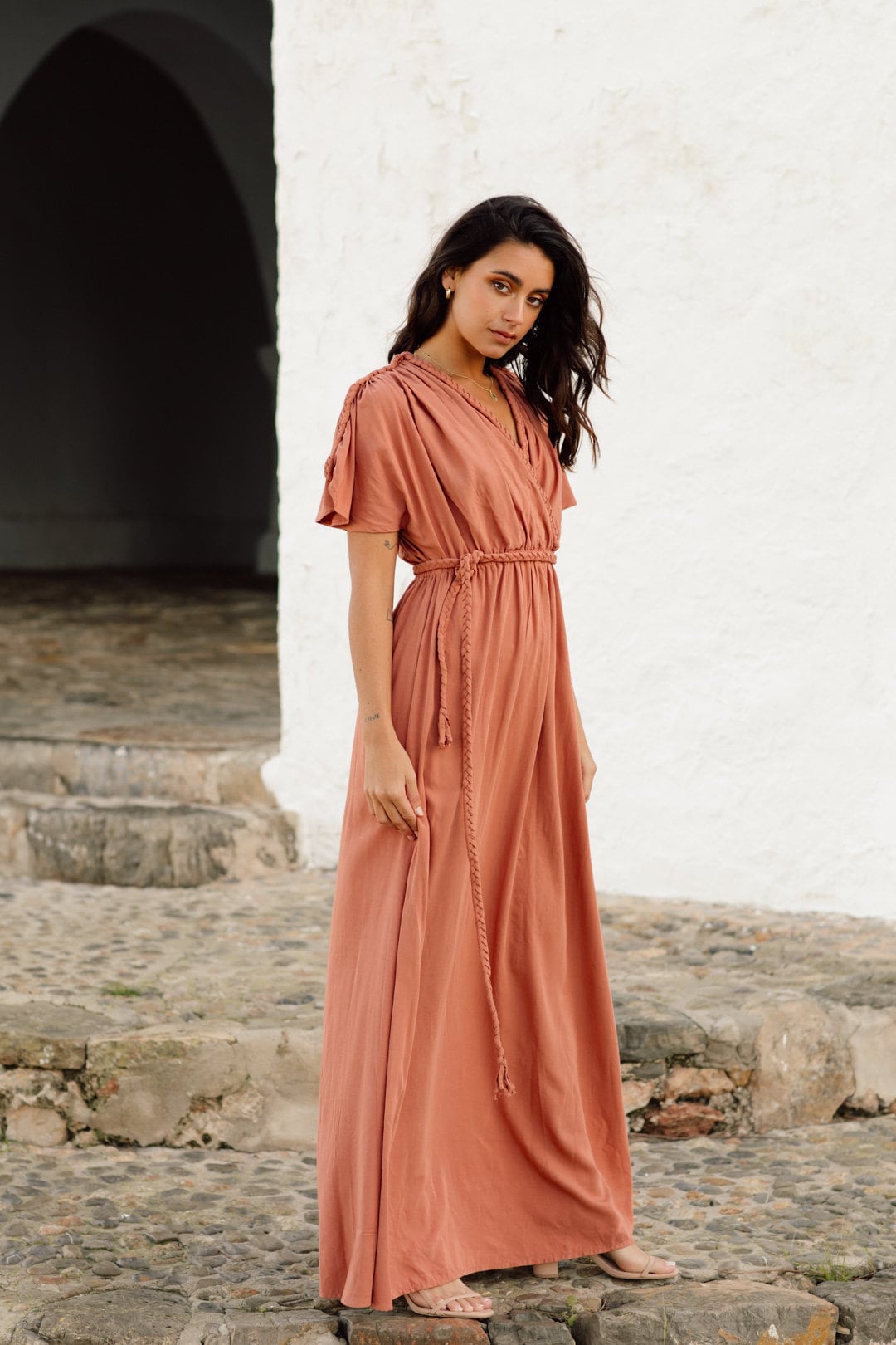 terracotta bridesmaid dress Dresses Upgrade your bridesmaid game with our Chic Spaghetti Straps Stretch Satin Floor Length Dress Satin Terracotta Bridesmaid Dress One