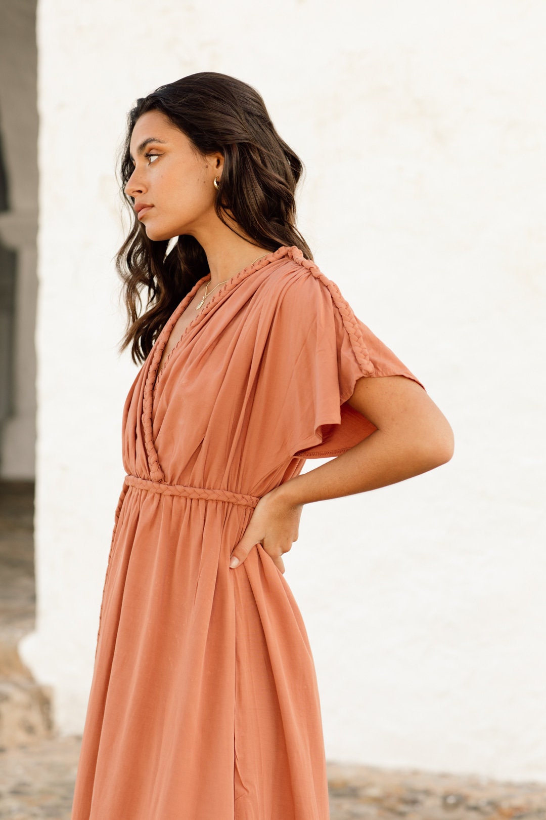 Helen Dress Baked Clay, Bridesmaids Dress, Bump Friendly, Summer Dress, Bohemian Bridesmaid, Rust, Auburn, Cocktail Dress, Maxi Dress, Gown