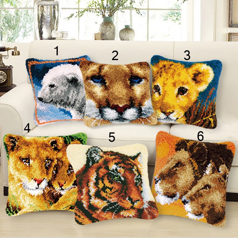 Animal Lion Grass Coarse Wool Latch Hook Kits DIY Cross Stitch Etsy