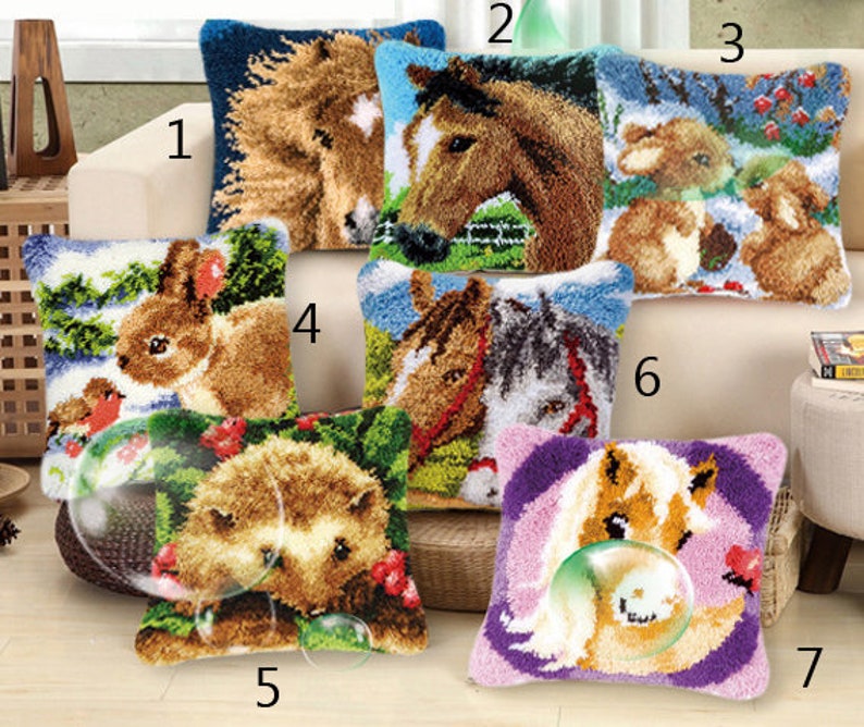 Animal Horse Grass Coarse Wool Latch Hook Kits DIY Cross Etsy