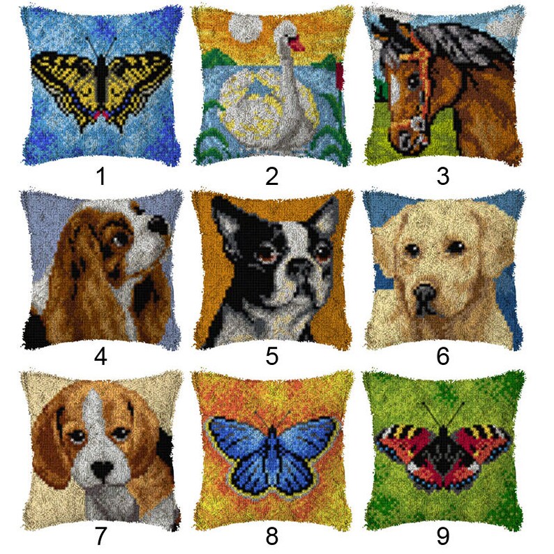 Latch Hook Pillow Kits Animal Dog New DIY Needlework Etsy