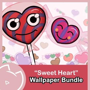 Downloadable Valentine Wallpaper &quot;Sweet Heart&quot; for Desktop, Iphone, Android, Ipad, & Tablet 3pc Bundle Great for Gifts