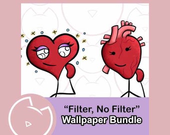 Valentine Wallpaper "Filter No Filter" for Desktop,iPhone,Android Ipad,& Tablet,Red,Pink, Great for Gifts