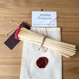 Fiammiferi vegani extra lunghi per candele / Fiammiferi da 7 pollici senza ingredienti animali / Sostenibili / Fiammiferi da 50, carta da sciopero e sacchetto di cotone