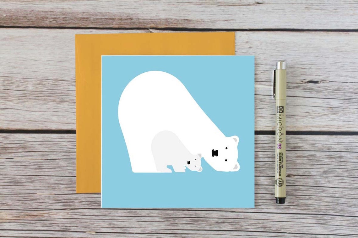 Polar bear card. 1st birthday card. New baby card. Toddler | Etsy